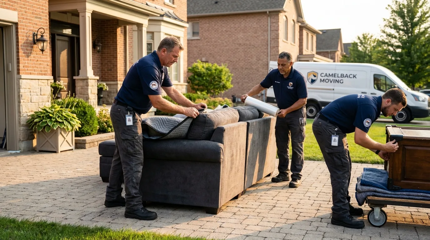 Large estate moving crew wrapping furniture in Lawrenceburg, IN